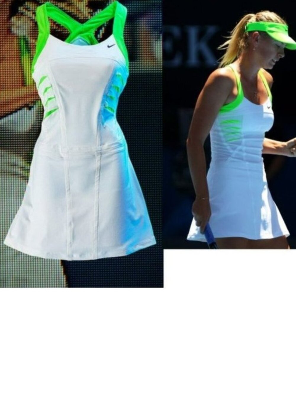 Nwt Nike Maria Sharapova Tennis Dress w/ Bra skirt White Lime L Large